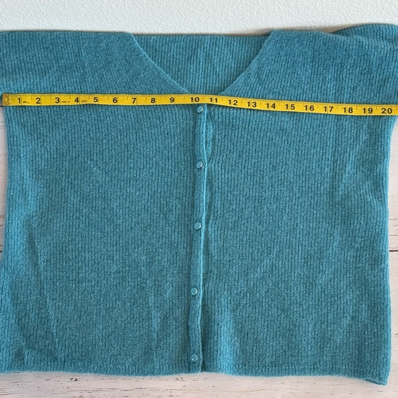 Sezane Barry Cardigan Aqua Sage Mohair Alpaca Knit Jumper Reversible Size Small - Picture 8 of 12